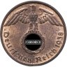 Купить Германия (Третий рейх) 1 рейхспфенниг (reichspfennig) 1938 D, в слабе Монетник.ру MS65