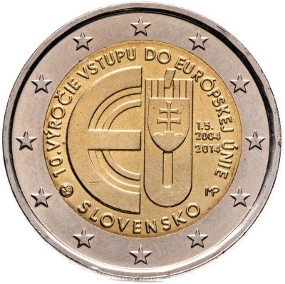 купить Словакия 2 евро 2014 "10 лет вступления в Европейский Союз"