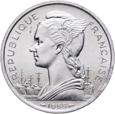 купить Реюньон (заморский регион Франции) 5 франков 1955