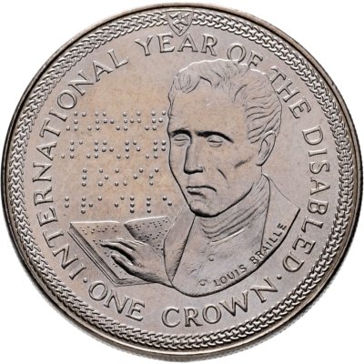 купить Остров Мэн 1 крона (crown) 1981 "Международный год инвалидов - Луи Брайль"