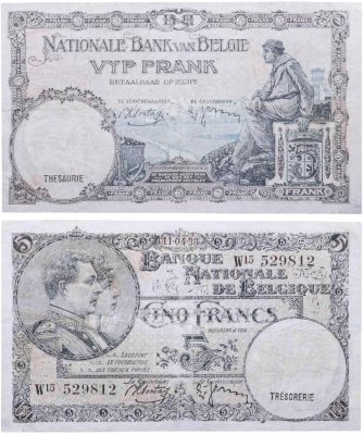 купить Бельгия 5 франков 1938