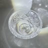Купить Конфетница на ножке с резным растительным декором, хрусталь, алмазная грань, СССР, 1970-1990 гг.