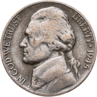 купить США 5 центов (cents) 1945 D Jefferson Nickel (Джефферсон) знак монетного двора "D" - Денвер