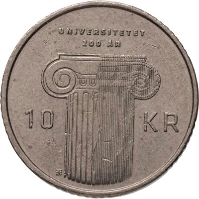 купить Норвегия 10 крон (kroner) 2011 "200 лет со дня основания первого университета Норвегии"