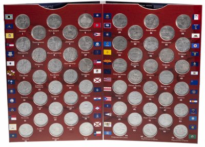 купить США полный набор из 56 монет 25 центов (квортер) серии "Штаты и территории" 1999-2009 в альбоме