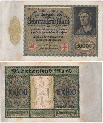 купить Германия 10000 марок 1922 год (Pick 70) Буква J