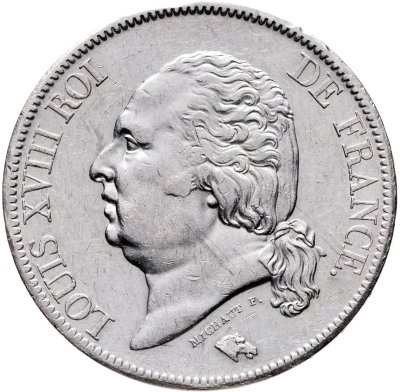 купить Франция 5 франков 1820, знак монетного двора: "A" - Париж