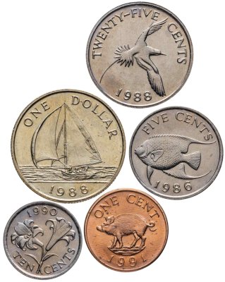 купить Бермудские острова набор из 5 монет 1988-1991 гг.