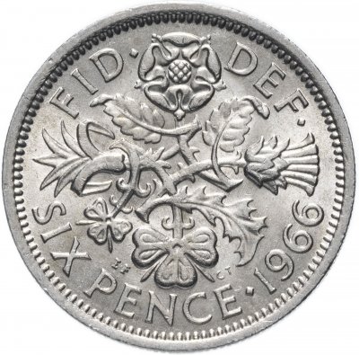 Купить Великобритания 6 пенсов 1966