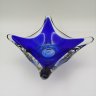 Купить Ваза для мелочей/подсвечник кобальтового цвета, стекло, гутная техника, Ливанский стекольный завод, СССР, 1970-1990 гг.