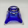 Купить Ваза для мелочей/подсвечник кобальтового цвета, стекло, гутная техника, Ливанский стекольный завод, СССР, 1970-1990 гг.