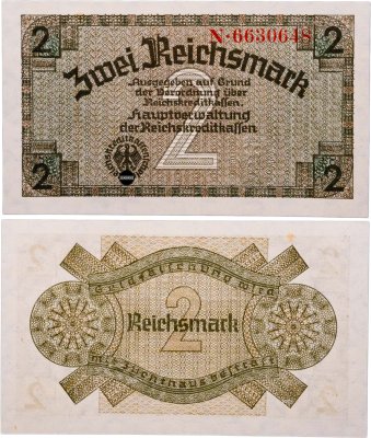 купить Германия 2 рейхсмарки (reichsmark) 1940-1945 "Немецкие оккупационные территории"