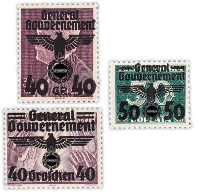 купить Германия, Третий рейх, Генерал-губернаторство Польша набор из 3 марок 1940