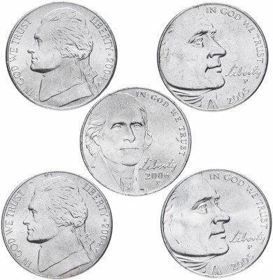 купить США набор 5 центов 2004-2006 серии "200 лет экспедиции Льюиса и Кларка - освоение Запада", 5 штук