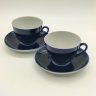 Купить Набор из 2-х чайных пар кобальтого оттенка, фарфор, крытье кобальтом, Ленинградский фарфоровый завод (ЛФЗ), СССР, 1970-1991 гг.