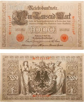 купить Германия 1000 марок 1910 красная печать