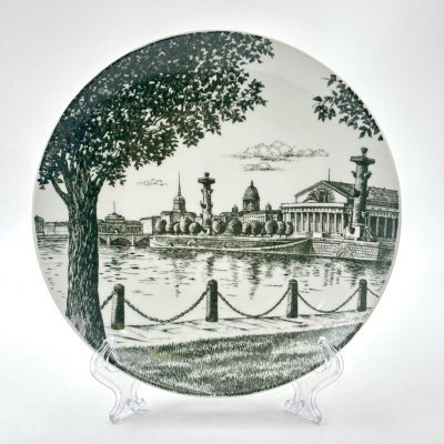 купить Тарелка декоративная "Стрелка Васильевского острова", фарфор, деколь, Ленинградский фарфоровый завод (ЛФЗ), Россия, 1989-2001 гг.