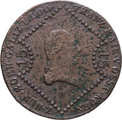 купить Австрия 15 крейцеров (kreuzer) 1807, знак монетного двора "B" - Кремница