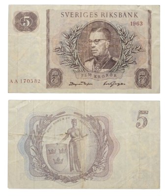 купить Швеция 5 крон 1963 года