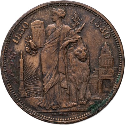купить Бельгия 5 франков 1880 "50 лет независимости Бельгии" медная версия