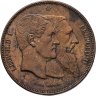 Купить Бельгия 5 франков 1880 "50 лет независимости Бельгии" медная версия