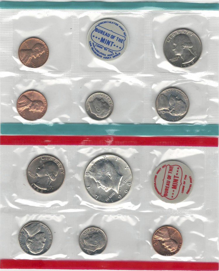 купить США набор монет 1968 P+D (10 монет)