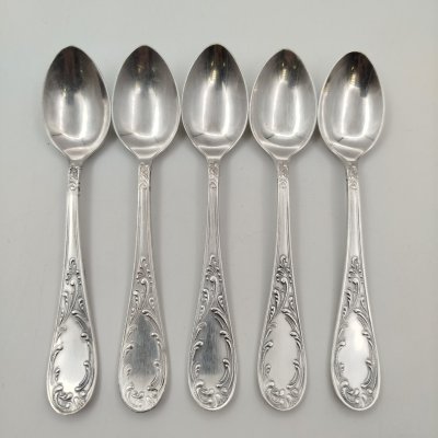 купить Набор из 5-ти чайных ложек "Пламя", мНЦ (медь-никель-цинк), Кольчугинский завод цветных металлов, СССР, 1950-1970 гг.