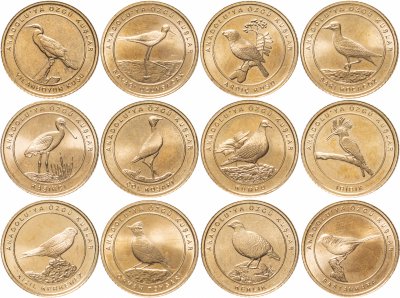 купить Турция набор из 12 монет 1 куруш 2021 Фауна - Птицы