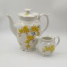 Купить Набор чайный с декором в виде желтых цветов на 2 персоны (чайник, молочник и две чайные пары), "Tiefenfurt", фарфор, деколь, золочение, Германия, 1919-1944 гг.