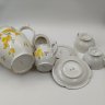 Купить Набор чайный с декором в виде желтых цветов на 2 персоны (чайник, молочник и две чайные пары), "Tiefenfurt", фарфор, деколь, золочение, Германия, 1919-1944 гг.