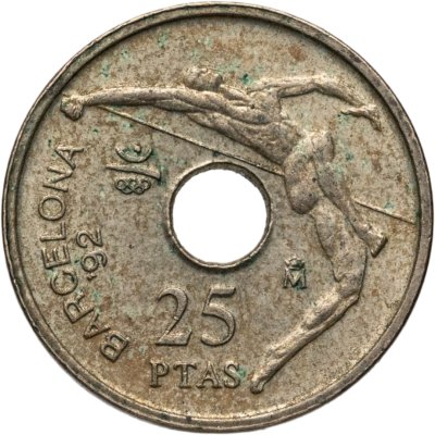 купить Испания 25 песет (pesetas, ptas) 1991 "XXV летние Олимпийские Игры, Барселона 1992 - Король Хуан Карлос I"
