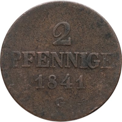 купить Германия, Саксония 2 пфеннига 1841