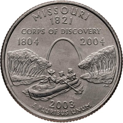 купить США 25 центов (квотер, 1/4 доллара, quarter dollar) 2003 P Квотер штата Миссури знак монетного двора: "P" - Филадельфия