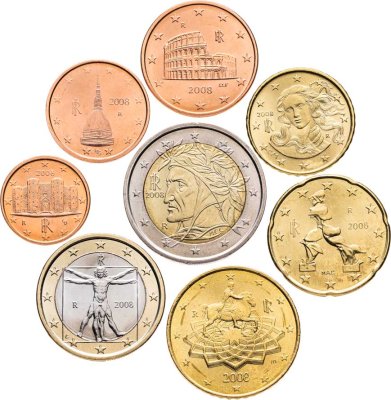 купить Италия полный годовой набор евро 2008 (8 монет)