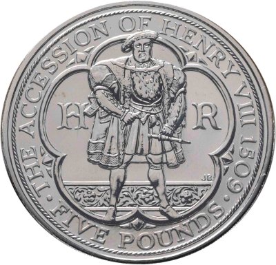 купить Великобритания 5 фунтов (pounds) 2009 "500 лет со дня восхождения Генриха VIII" в буклете
