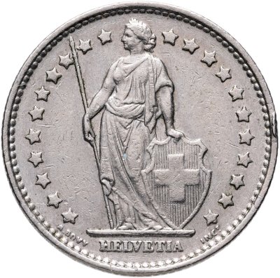 купить Швейцария 1 франк (franc) 1968, знак монетного двора: "B" - Берн