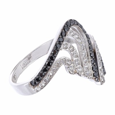 Купить Кольцо с двухцветными вставками, золото 585 пр., Россия, 2010-2020 гг.