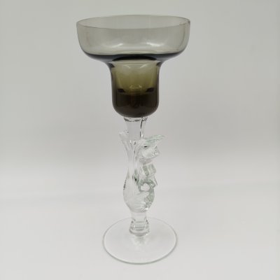 купить Подсвечник "Птица счастья" дымчатого оттенка, цветное стекло, Гусевской хрустальный завод (Гусь-Хрустальный), Российская Федерация, 1991-2010 гг.