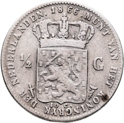 купить Нидерланды 1/2 гульдена (gulden) 1866