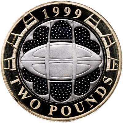 купить Великобритания 2 фунта (pounds) 1999 "Чемпионат мира по регби"
