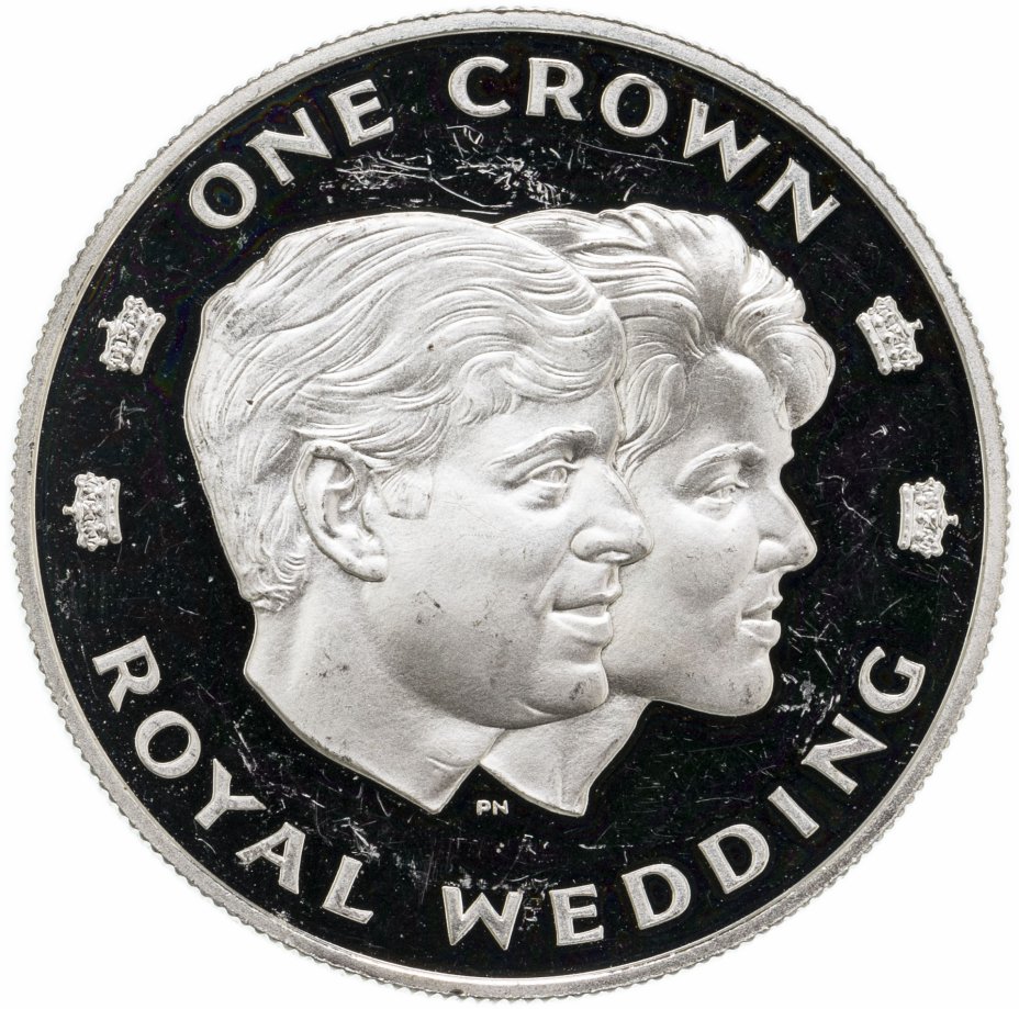 купить Тёркс и Кайкос 1 крона (crown) 1986   Свадьба Принца Эндрю и Сары Маргарет Фергюсон