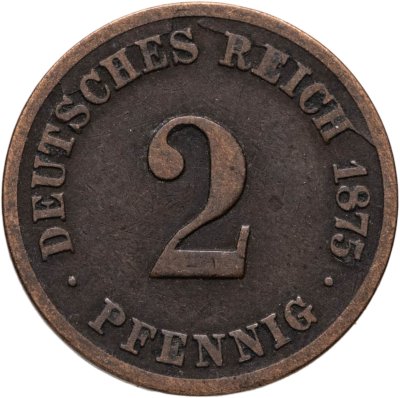 купить Германия 2 пфеннига (pfennig) 1875, знак монетного двора: "C" - Франкфурт-на-Майне