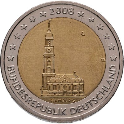 купить Германия 2 евро (euro) 2008 G "Федеральные земли Германии - Церковь св. Михаила, Гамбург" знак монетного двора: "G" - Карлсруэ
