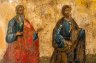 Купить Икона "Святые евангелисты Иоанн и Лука", дерево, темпера, дерево, темпера, Российская империя, 1750-1790 гг.