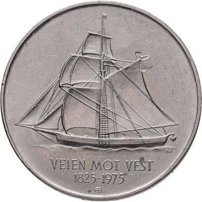 купить Норвегия 5 крон (kroner) 1975 "150 лет иммиграции в Америку"