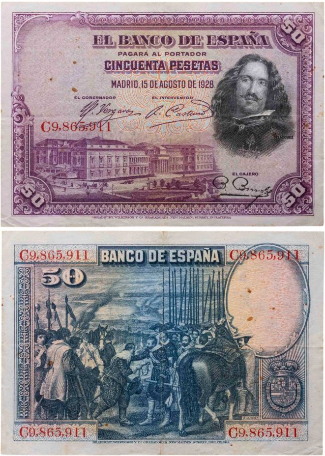 Купить Испания 50 песет 1928 (Pick 75)