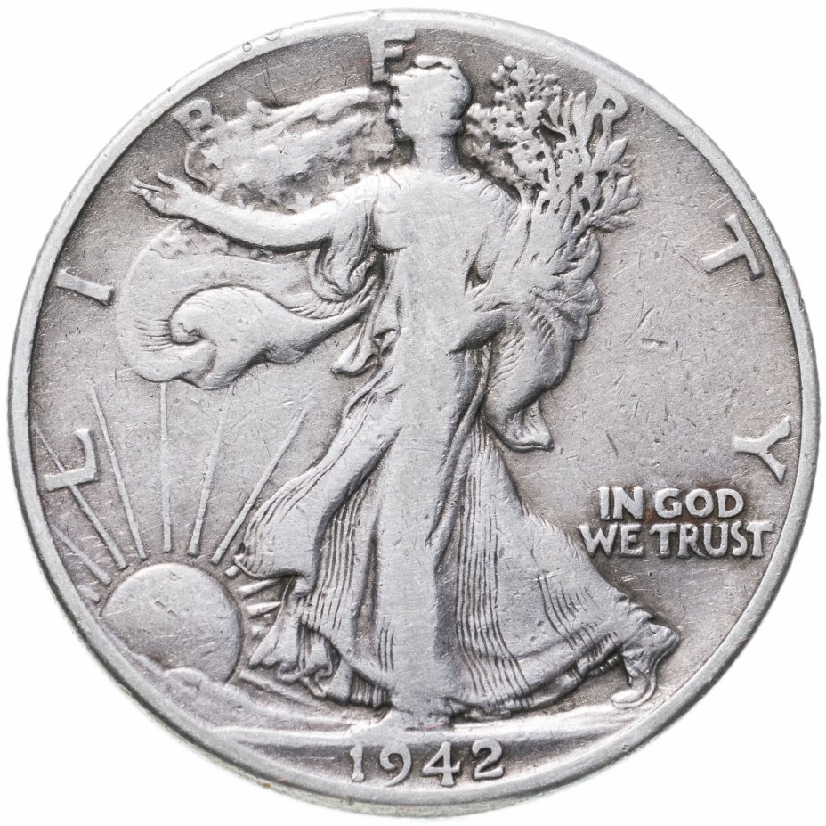купить США 50 центов (1/2 доллара, half dollar) 1942  Walking Liberty Half Dollar Без отметки монетного двора