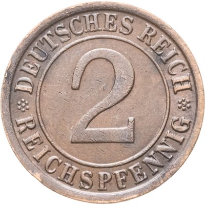 купить Германия 2 рейхспфеннига (reichspfennig) 1924, знак монетного двора "A" — Берлин