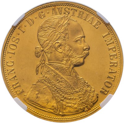 купить Австрия 4 дуката (ducat) 1915 рестрайк в слабе NRG PL63