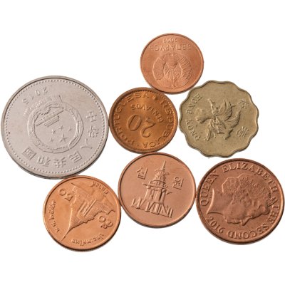 купить 7 монет из разных стран, без повторов
